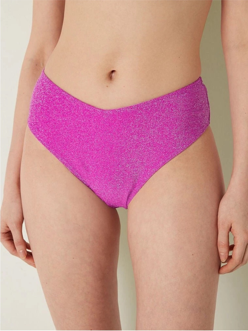 NWT Victoria’s Secret PINK Shimmer High Waist Cheeky Bikini Bottom Dahlia Large